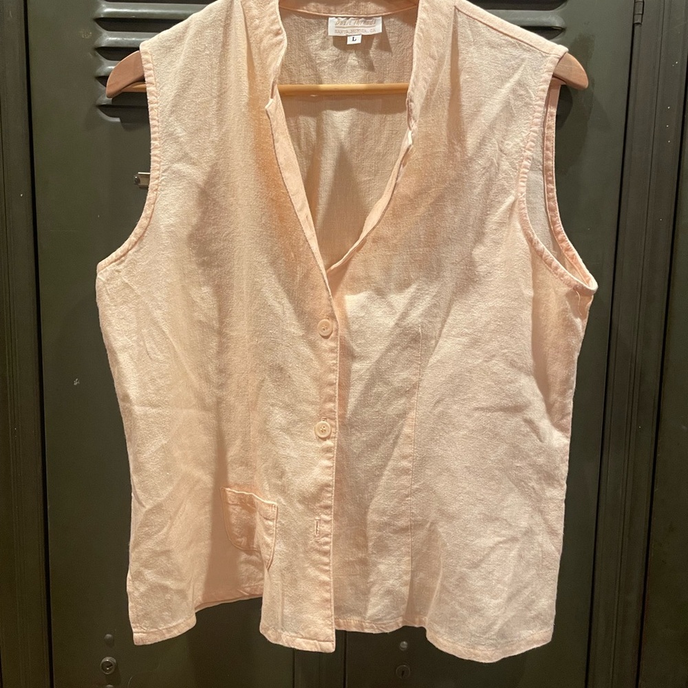 Linen Sleeveless Peach Top
